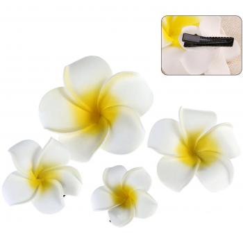 Tinksky 4pcs Hawaiian Flower Clips Nupcial Barrette Tropical Beach Wedding Plumeria Flor Mujer Partido Nupcial Orquídea Hairclip Hairpin Accesorios