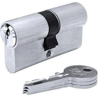 Cilindro Ifam F5S3030N Europerfil para Puertas con Leva Larga, Bombín de Cerradura 5 Pitones, Antitaladro y Antiganzúa, Acabado Níquel 60mm (30+30mm), Incluye 3 Llaves de Serreta