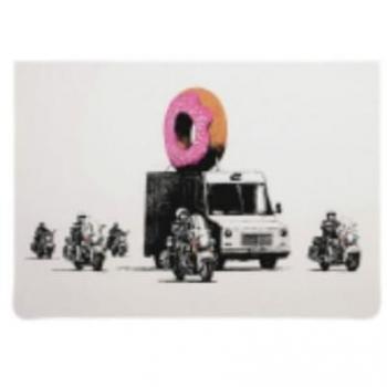 Impresión sobre Lienzo Banksy Donuts, Poliéster, Madera, Gris, Negro y Rosa, 100x3x70 cm