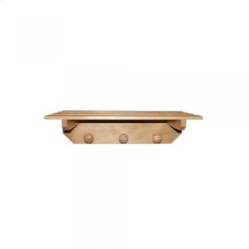 Colgador y Estante de Madera Wellhome con 3 Pomos - Acabado en Barniz - 55x22x16 Cm