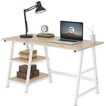 Soges 120 60 75 cm escritorio de la computadora escritorio de caballete escritura escritorio de la oficina domestica estacion de trabajo con estante millennium oaktplusmo