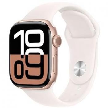 Apple Watch Series 10 GPS + Cellular 42mm Caja Aluminio Oro Rosa con Correa Deportiva Rosa Rubor M/L - Smartwatch, Monitor de entreno, App ECG, Pantalla Retina Siempre Activa