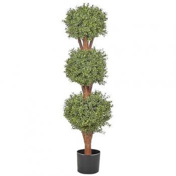 Planta Artificial Buxus Ball Tree 120 cm con Hojas de Plástico y Tronco de Madera para Interior y Exterior