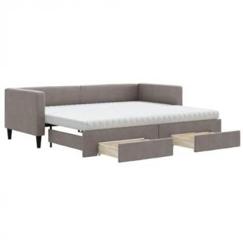 Sofá cama nido con cajones tela gris taupe 80x200 cm