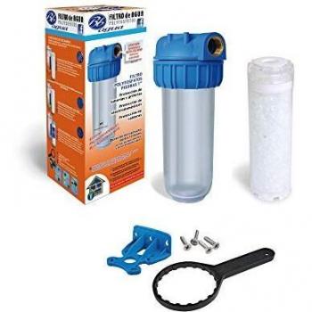 Filtro de Polifosfatos con Piedras de 1. Incluye Cartucho de Polifosfatos, Porta Filtro, Soporte de Porta Filtro para pared y Llave de Porta Filtro. Fácil Instalación y Mantenimiento. Bbagua.
