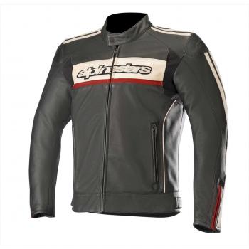 Alpinestars Dyno V2 - Chaqueta de piel para hombre, color negro, rojo y blanco