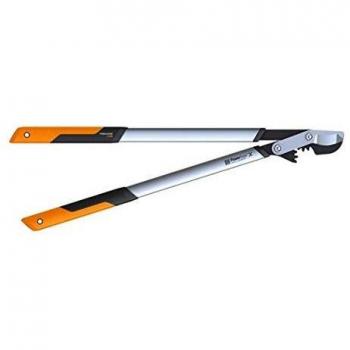 Fiskars Podadera de Dos Manos PowerGerarX L con Cremallera y Hoja de Doble Filo 112490-Podadera, Naranja y Negro, 98x38.2x6.8 cm