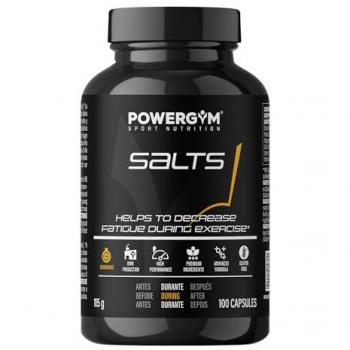 POWERGYM Salts Sales Minerales 45 Cápsulas - Evita la deshidratación durante el ejercicio, ayuda a disminuir la fatiga, reponen la pérdida de electrolitos, Gluten Free
