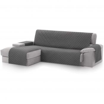 Funda Cubre Sofá Chaise Longue Malu, Protector para Sofás Acolchado Brazo Izquierdo. Tamaño -240cm. Color Gris