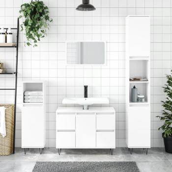 Mueble de baño blanco pulido 80x33x60cm de madera multicapa con acabado brillante