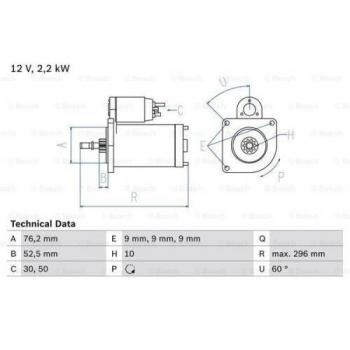 Motor de Arranque Bosch 986016340 - Tipo: Motor de arranque, Marca: Bosch, Modelo: 0 986 016 340