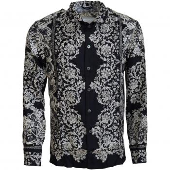 Dolce & Gabbana Blue Silk Floral Baroque Satin Casual Shirt - IT40 | M, Male, Multicolor, Size: L