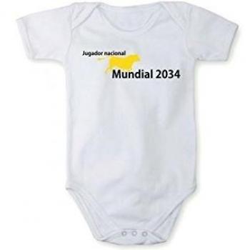 Body mameluco de manga corta Jugador nacional Mundial 2034 en diferentes idiomas, Talla:12-18 meses;Color/idioma:Blanco texto polaco