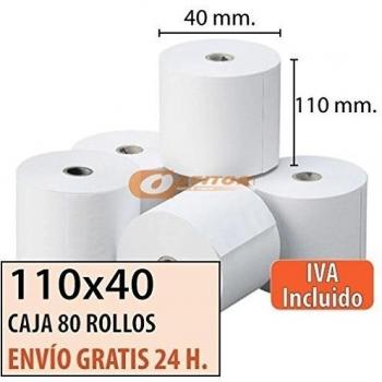 100 Rollos de Papel Térmico 110x40 Envío Urgente Gratis