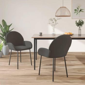 Dark Grey Velvet Dining Chairs - Set of 2