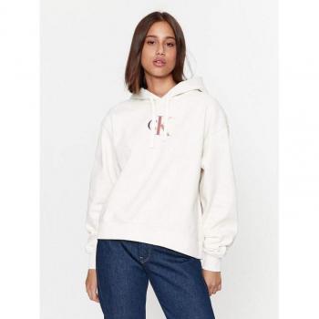 Calvin Klein Women's Chic White Fleece Hooded Sweatshirt - Size S