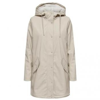 Chubasquero de mujer ONLSALLY RAINCOAT OTW NOOS Oatmeal WHITE TEDDY con forro teddy y capucha, talla XL