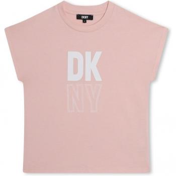 Camiseta de niña DKNY de algodón con logo frontal, sin mangas, modelo D60084