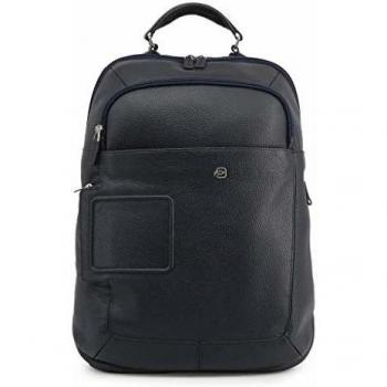 Piquadro Vibe Leather Backpack with Laptop Compartment (42.5 cm, Blue)