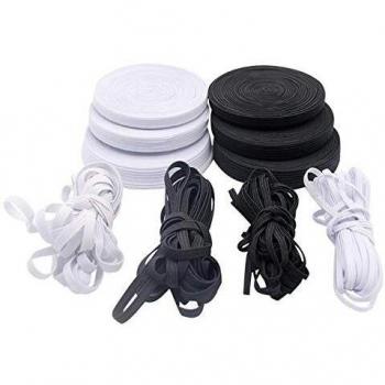 MALATA Bandas Elásticas Blancas Y Negras 3/5/6/9/12/15/20/25/30/35/40 / 45Mm Bandas Elásticas De Poliéster para Accesorios De Costura De Prendas De Vestir, Blanco, 5 Yardas