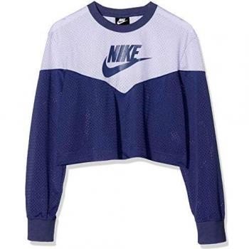 NIKE W NSW Hrtg Crew Mesh Sudadera, Mujer, Lavender Mist/Sanded Purple, S