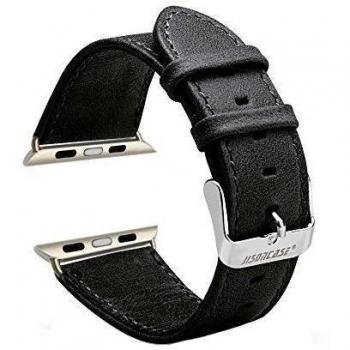 Reloj banda, Jisoncase® 42 mm), diseño piel de vaca auténtica estilo reloj correa con adaptadores de libre hebilla de acero inoxidable hebilla de metal compatible con Apple iWatch para deportes correr jogging
