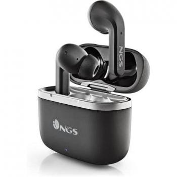 NGS Artica Crown Black True Wireless Earbuds with Bluetooth 5.1, Touch Controls, 32 Hours Battery Life, and High-Quality Microphone