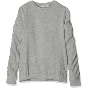NAME IT Nkfmari LS BRU Sweat Camp, Sudadera para Niñas, Gris Grey Melange, 158