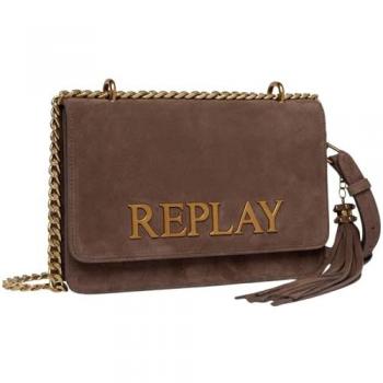 Replay Women's Brown Leather Crossbody Bag - 25.5 cm, One Size