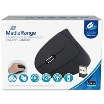 Ratón Inalámbrico Ergonómico Vertical para Izquierdos, 6 Botones, Óptico, 1600 DPI, Negro