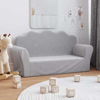 Sofá Infantil de 2 Plazas en Gris Claro de Suave Peluche