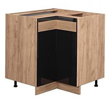 Armario de Esquina Fame-Line, Roble Negro Alto Brillo, 80.5 cm Sin Encimera