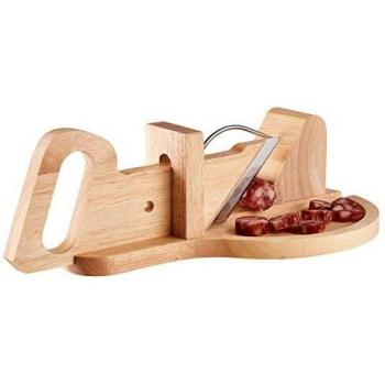 LAGUIOLE - Cortadora de Salchichas y Charcutería con Bandeja - madera de goma - castaño