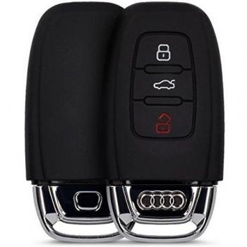 kwmobile Funda de silicona para Audi 3-botón llave del coche llave funda protectora estuche llave case cover en negro