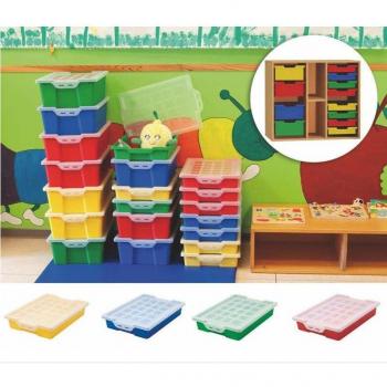 FAIBO 786-03 Caja Apilable para Almacenaje con Tapa, Cubeta Plana, Color Rojo