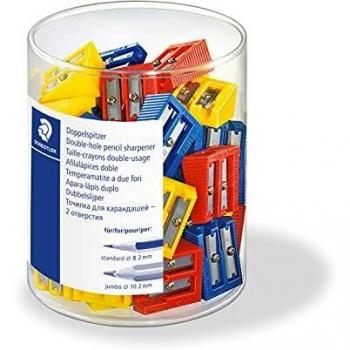 Pack de 50 afilalápices plásticos dobles de colores Staedtler