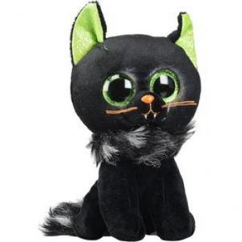Peluche B. Boos Oleander Cat Green TY 36497TY - Peluche especial de Halloween, gato Oleander negro con ojos y orejas verdes brillantes, 15 cm