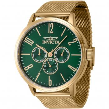Reloj de pulsera Invicta Specialty - 47123 con correa color oro amarillo, dial latón verde para hombre