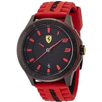 Ferrari – 830136 T-Shirt – Analogue Quartz – Black Dial – Silicone Wristband Watch Red
