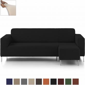 Eiffel Textile Nimes Funda para Sofá, Algodón, Negro, Chaise Longue Brazo Largo Derecha, 280 x 195 x 2 cm