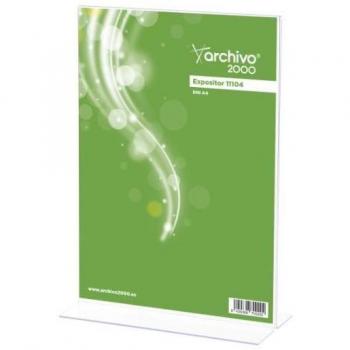Archivo 2000 Expositor de Sobremesa en Forma de T DIN A4 Horizontal 85x300x215 mm Cristal Transparente