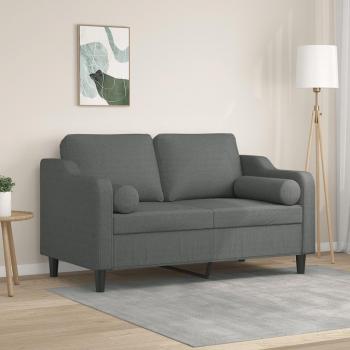 vidaXL Dark Grey Fabric 2-Seater Sofa with Throw Pillows 120 cm