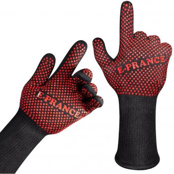 E-PRANCE Guantes de cocina Guantes del horno para barbacoa BBQ guantes resistentes al calor hasta 500 °C-1 Par