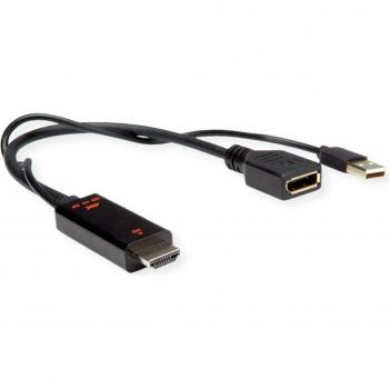 Adaptador HDMI a DisplayPort 4K, 0.3 m, con alimentación USB