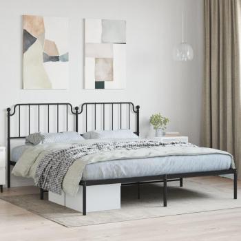 Estructura de Cama Metálica Negra con Cabecero 160x200 cm