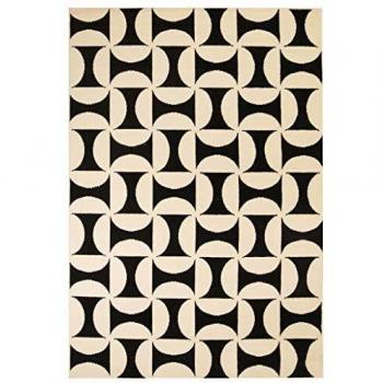 vidaXL Alfombra Moderna Estampado Geométrico Beige/Negra 80x150cm Decoración