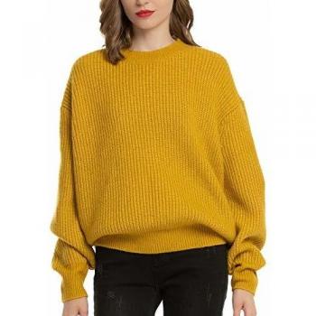 MessBebe Jersey de Punto Mujer Otoño Invierno Flojo Sueter Manga Larga Gruesos Chaquetas Holgados Casuales Ligeros Rebeca para Mujer Sudadera Tejido de Punto Cuello Redondo