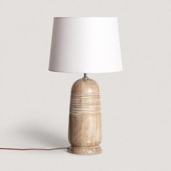 Lámpara de Mesa LED Iluzzia Madera Warsha Natural E27 500xØ350 mm Decorativa para Salón y Dormitorio
