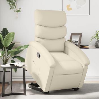 Silla reclinable de cuero sintético color crema Vidaxl con función elevable