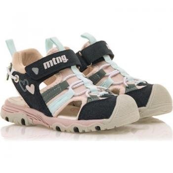 Sandalias Mustang Kids modelo 48740 para niña en color marino con tejido y cordones elásticos